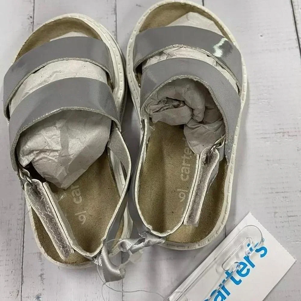 Carter's Silver Slingback Carlyle Sandal with Glitter-Size 6